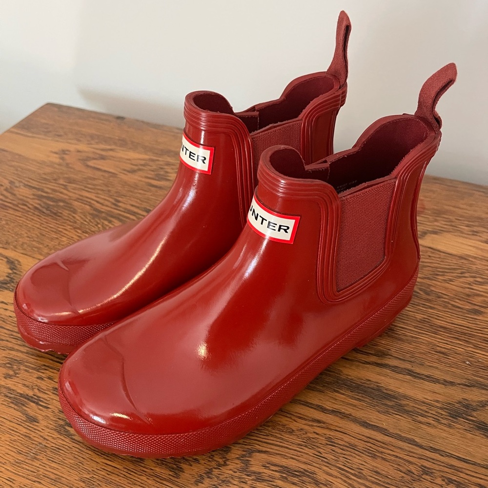 Red Hunter ankle rain boots